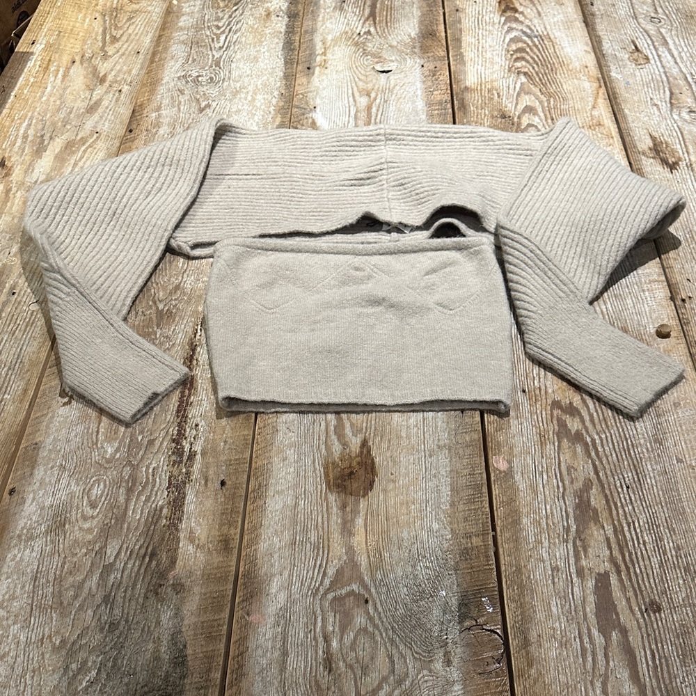 NanaMacs Cream Ribbed Crop Top